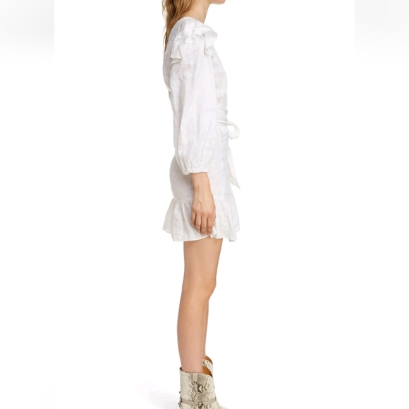 Isabel Marant Telicia White Ruffle Linen Dress, Size 4 - Picture 5 of 9